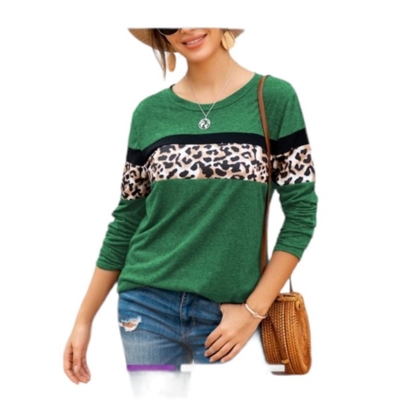 NWT Women’s long sleeve top with cheetah accent, Sz-XL - Picture 7 of 9